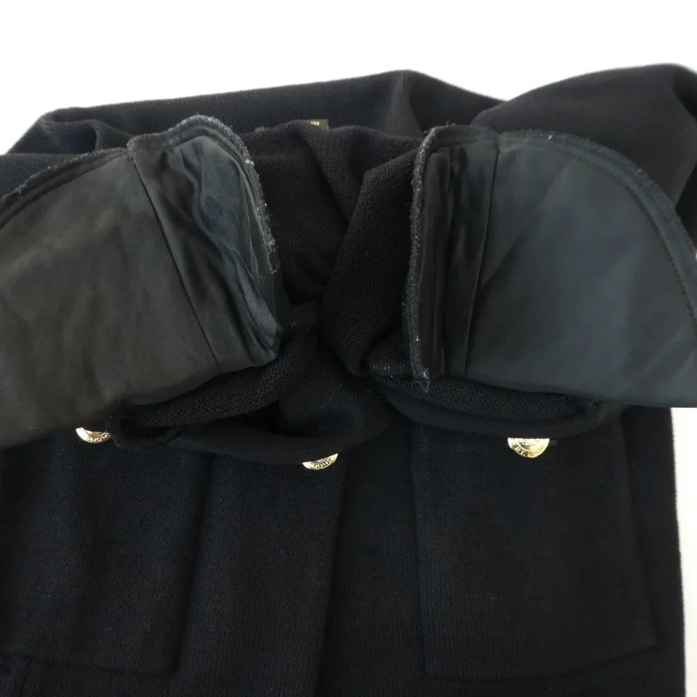 St John Basics Blazer Jacket Black Santana Knit Logo Gold Buttons Pockets USA 6 - Picture 6 of 10